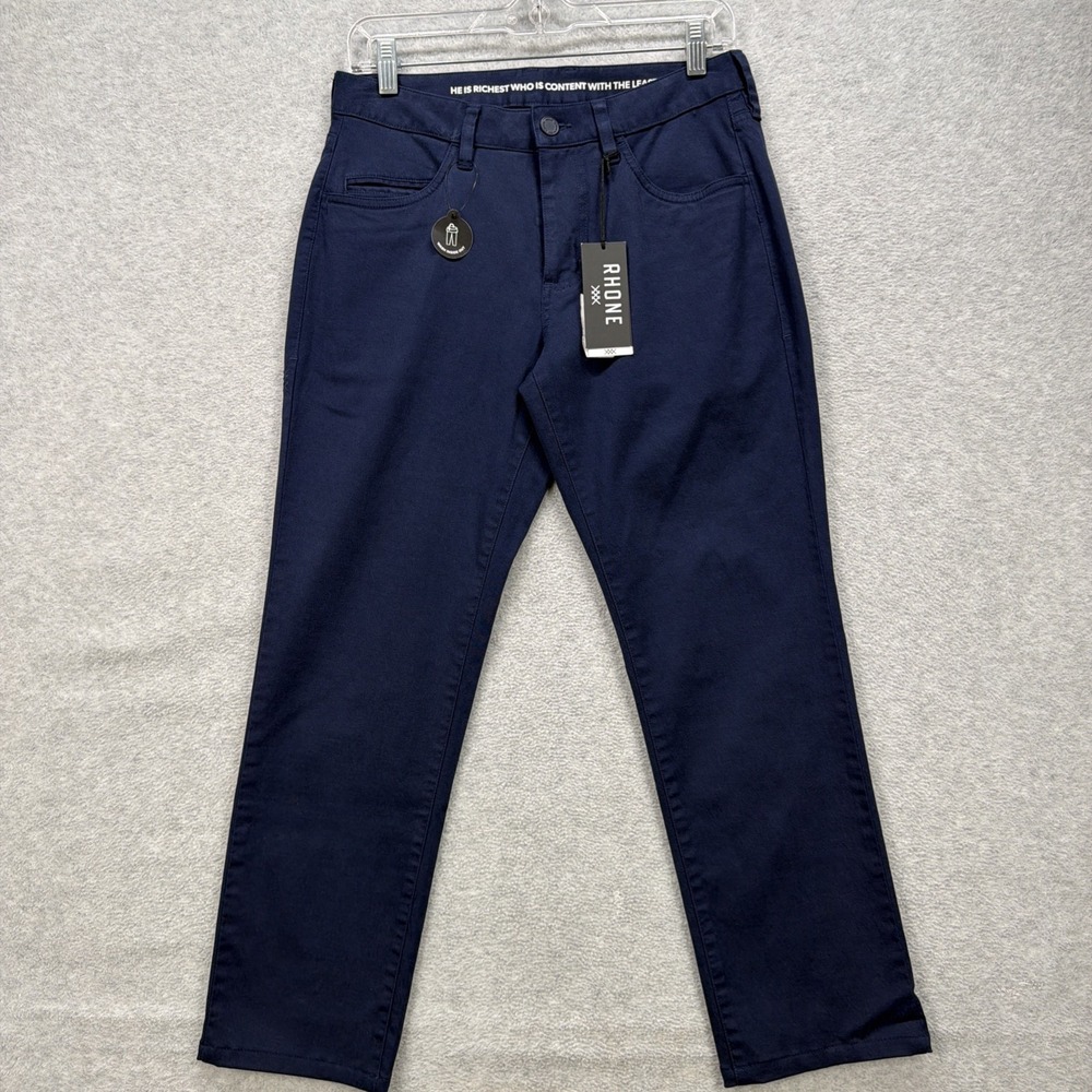 Rhone Pants Mens 28x26 Navy Blue‎ Everyday Twill Five Pocket Slim Straight NEW